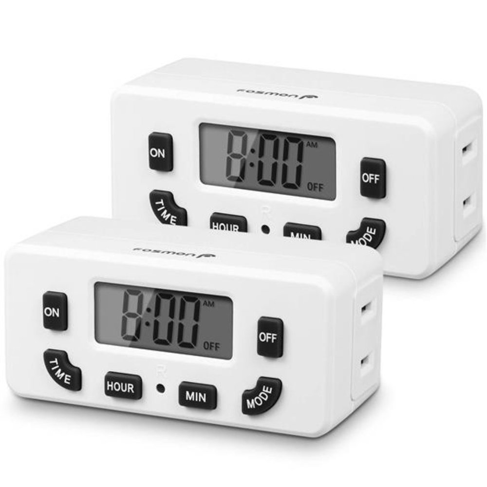 Programmable Digital Timer Outlet (2 Pack), ON/Off Program, Mini Single Plug-in